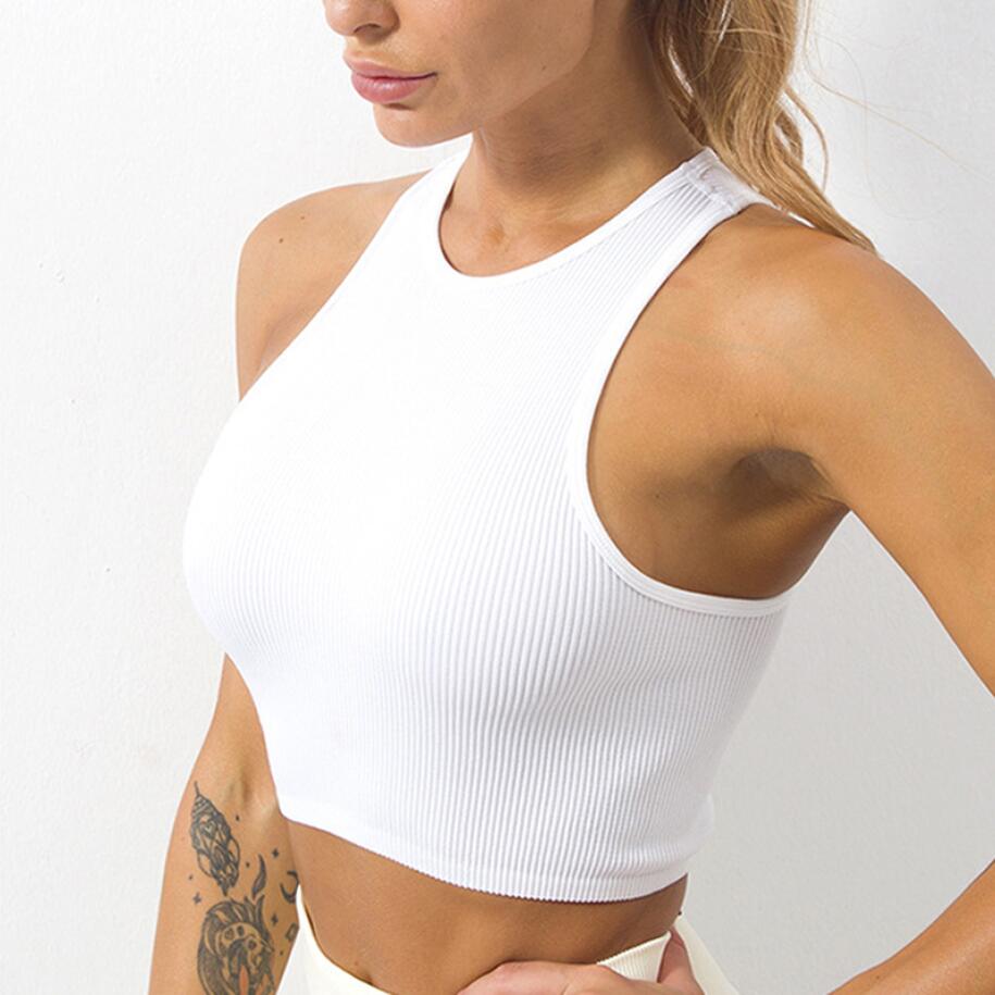 

Sports Yoga Vest Sexy Backless Tank Tops for Women Streetwear 2023 Sleeveless Ribbed Knit Vest Top Cropped Feminino 14 Colors, Yellow