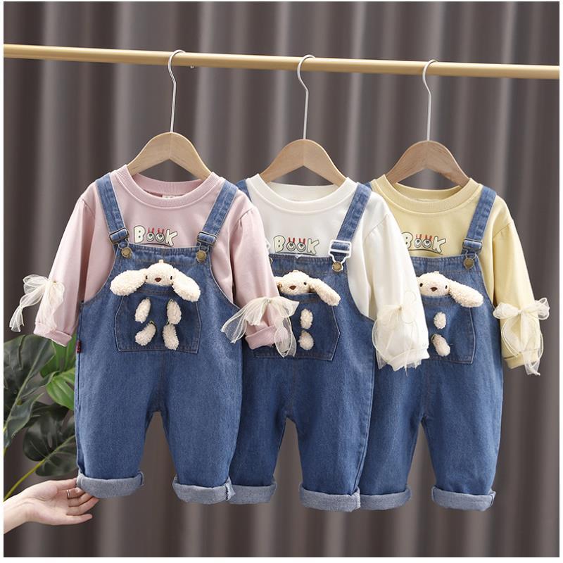 

Clothing Sets Fashion Born Toddler Baby Kids Clothes Girls Long Sleeve Cotton T-shirt Cartoon Denim Overalls 2pcs Set Infant OutfitsClothing, Pink