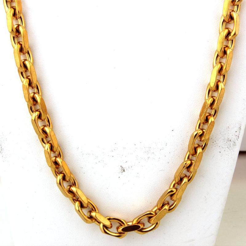 

Gold Plated Men's Necklace & Bracelet 316L Stainless Steel Rolo Oval Link Chain Jewelry Gift 7-40inch Chains