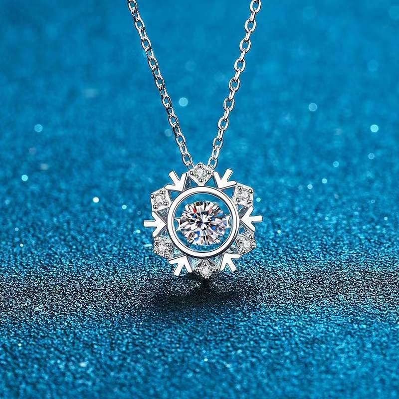 

Other Trendy S925 Silver Snowflake Moissanite Necklace Women White Gold Plated 1Ct D Color Gra Wedding GiftOther