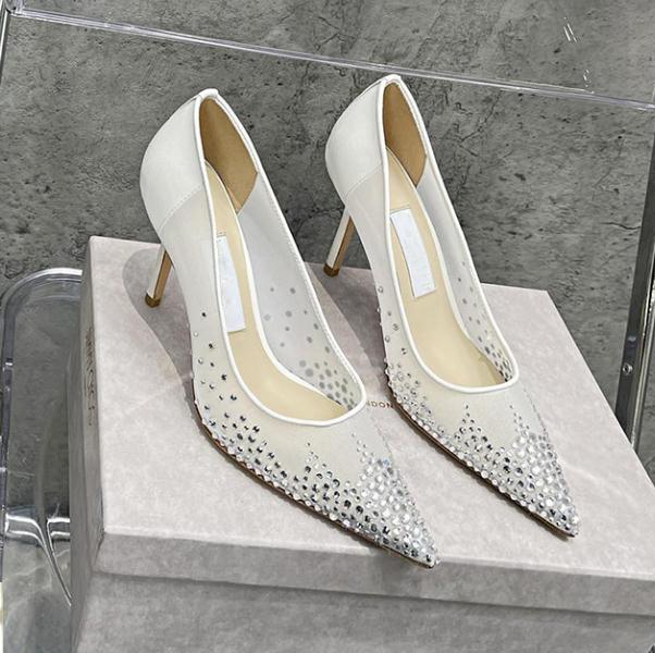 

Designer Mesh Belt Drill Heels shoes and Sandals Women Shiny Banquet Wedding Ladies Vacation Skirts High Heels Shoes 34-41
