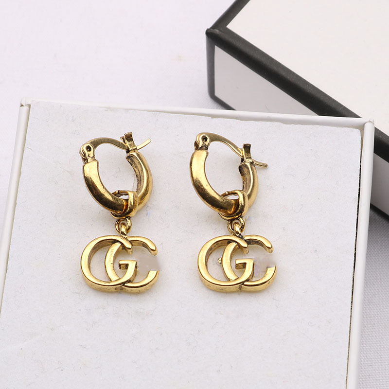 

Simple18K Gold Plated 925 Silver Luxury Brand Designers Double Letters G Stud Geometric Famous Women Crystal Rhinestone Pearl Earring Wedding Party Jewerlry