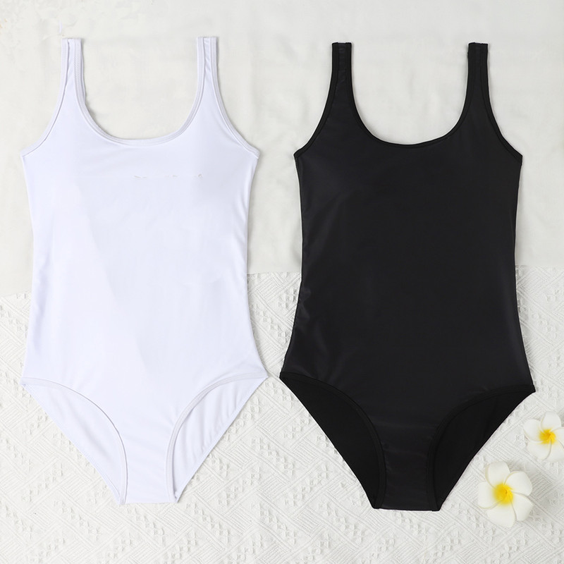 

Summer New Ladies High Fashion Fruit Letter Print One Piece Swimsuit Contrast Color Split Swimsuit, Black