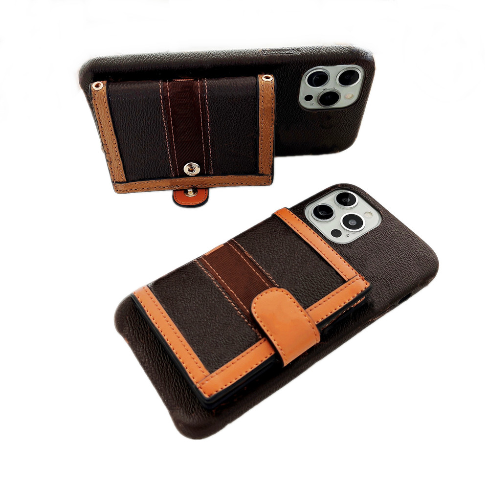 

Luxury Designers Wallet Phone Cases for iPhone 13 Pro Max 12 Pro 11 XS X XR 7 8 Plus Handbag Case Fashion Brand Card Holder Credit Pocket Coin Purse Shockproof Cover, Lanyard