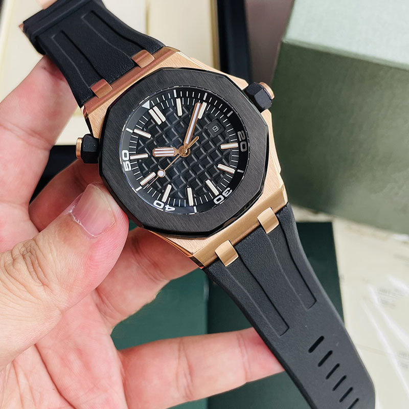 

Mens Watches Mechanical Watch Sports Wristwatch 42MM Soft Rubber Strap Sapphire Waterproof Orologio di lusso Multiple Colour Wristwatches, Color 5