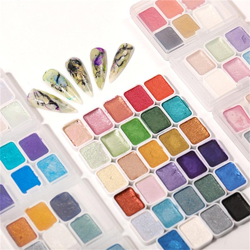 

Nail Glitter 6Pcs/Set Art Watercolor Pigment Pearl Chrome Decor Paint Pull Flower Nails Solid Powder Polish Manicure Makeup ToolNail