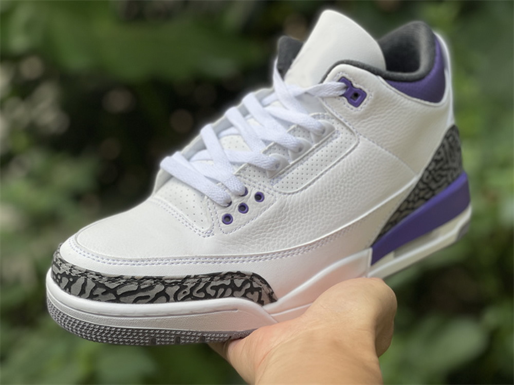 Nouveau authentique 3s 3 Dark Iris hommes basket-ball chaussures de plein air blanc noir ciment gris baskets de plein air avec boîte d'origine