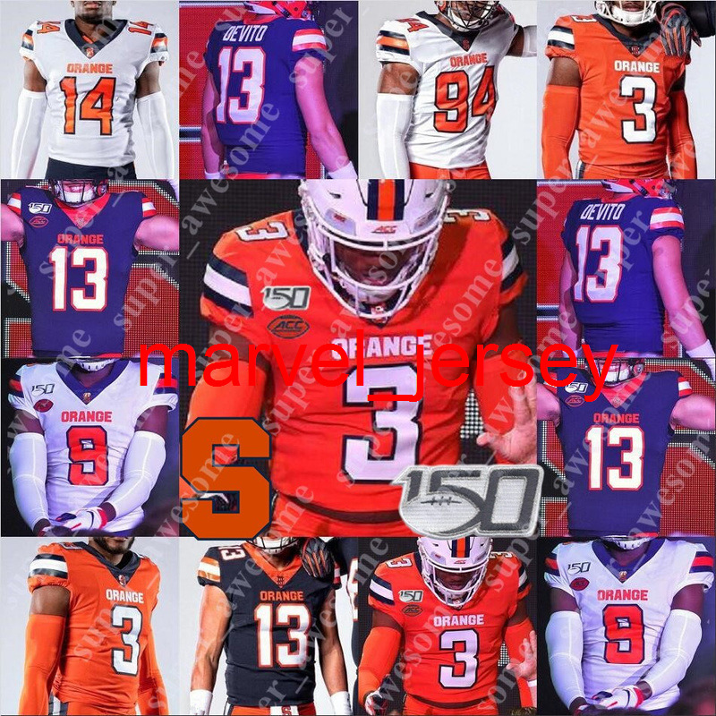 

Syracuse Orange Football Jersey Lakiem Williams Juan Wallace Kenneth Ruff Rex Culpepper Eric Coley Nykeim Johnson Tyrone Perkins Gabe Horan, 150th 2019 navy blue