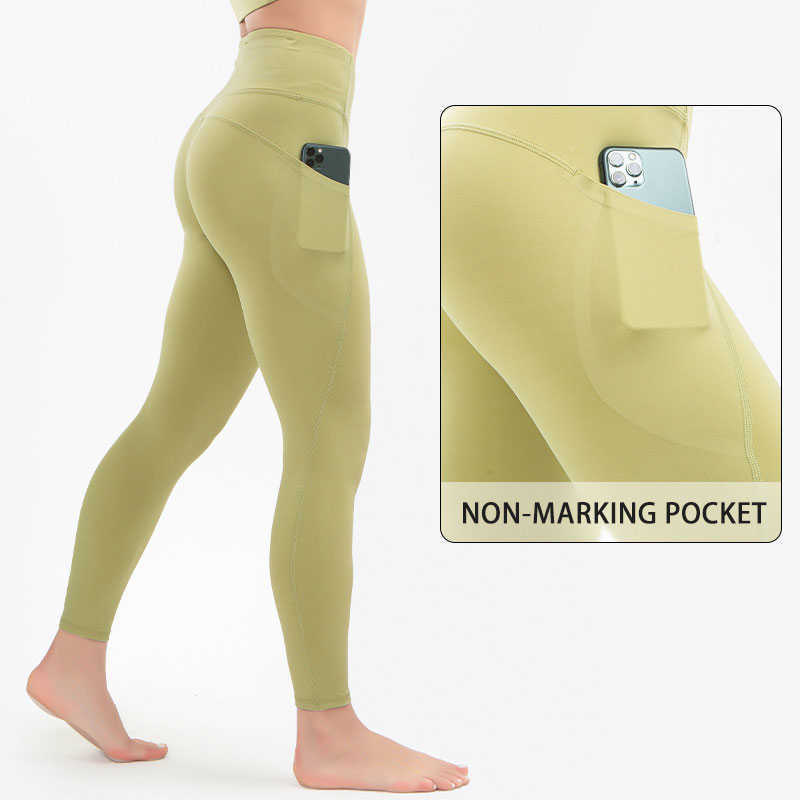 

High Quality Women Four Way Stretch High Waist Yoga Pants With Mesh Pockets Workout Running Sports Yoga Leggings