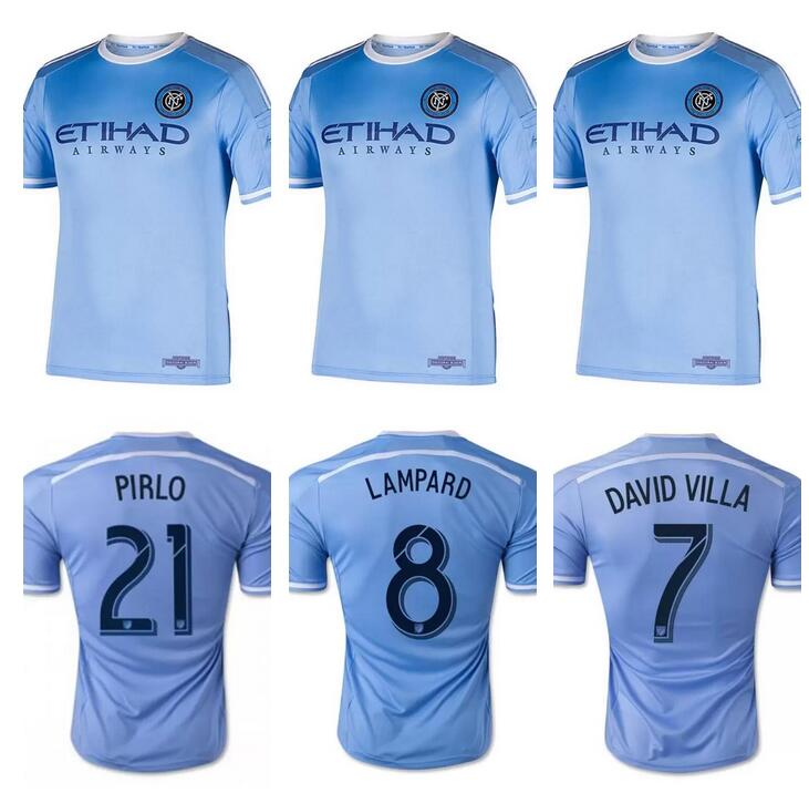 

2015 2016 New York City retro soccer jersey DAVID VILLA PIRLO MIX LAMPARD MLS 15/16 vintage classic football shirt