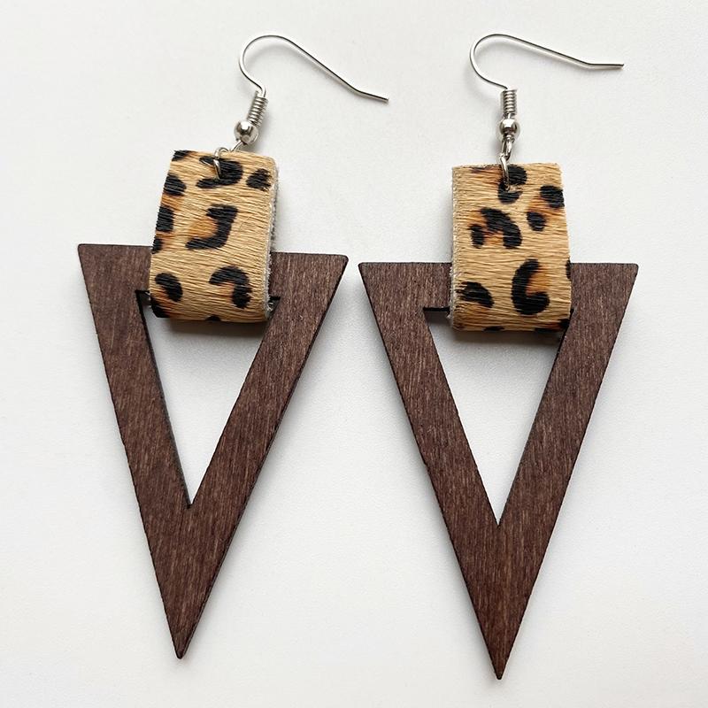 

Dangle & Chandelier Leopard Leather Wood Statement Drop Earring Jewelry Simple Metal Retro Vintage Bohemian Geometric Casual Unique Earrings