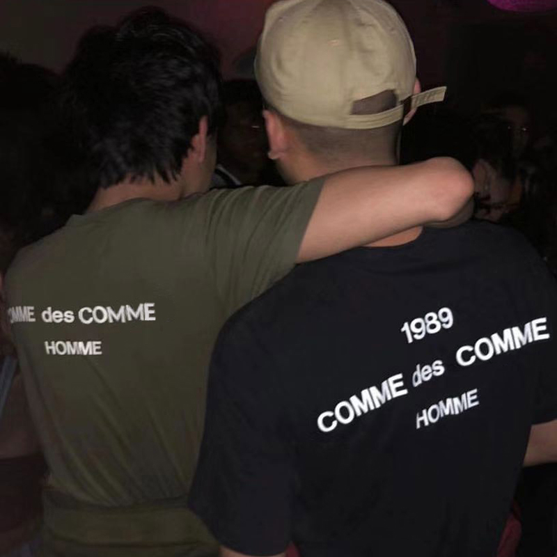 

COMMME Letter Printed TEE 1989 HOMMME Short-sleeved T-shirt Fashion Man Women T-shirt FZTX162, Black