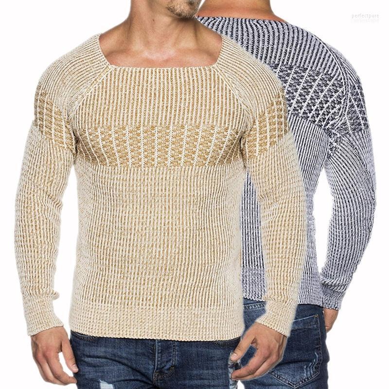 

Men's Knit Sweater With Scarf Collar Slim Hip Hop Streetwear Long Sleeve High Quality Autumn Winter Man's Sweaters Perf22, Beige
