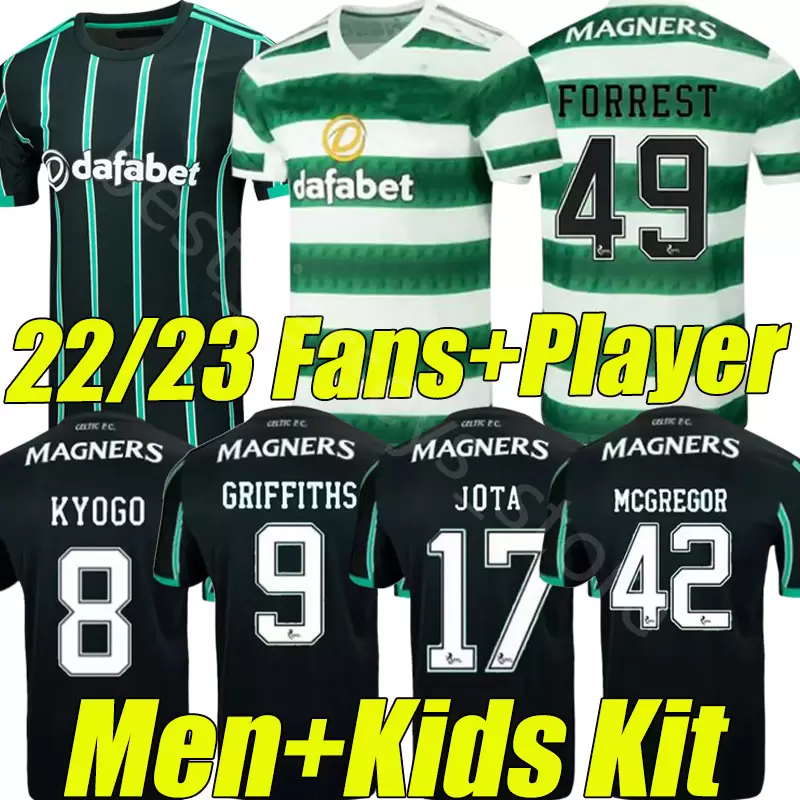 

22 23 Celtic away home soccer jersey fc JOTA AJETI 2022 2023 Mens Kids ABADA MCGREGOR TURNBULL KYOGO STARFELT CARTER-VICKERS BABY JUNIOR INFANT football shirt kit 222, Grey