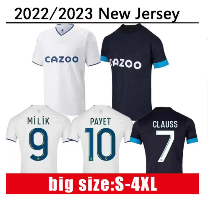 

22 23 Marseilles King home away fans Soccer jerseys GERSON under BAKAMBU milik maillot de foot 2022 2023 Camiseta PAYET GUENDOUZI KAMARA football shirt big szie S-4xl, 22/23 home