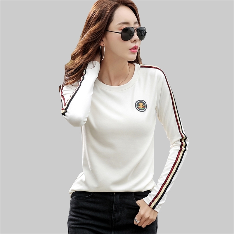 

shintimes Long Sleeve T Shirt Women Cotton T- Female Korean Style Woman Clothes Plus Size Tshirt Tee Femme 220321, White t shirt