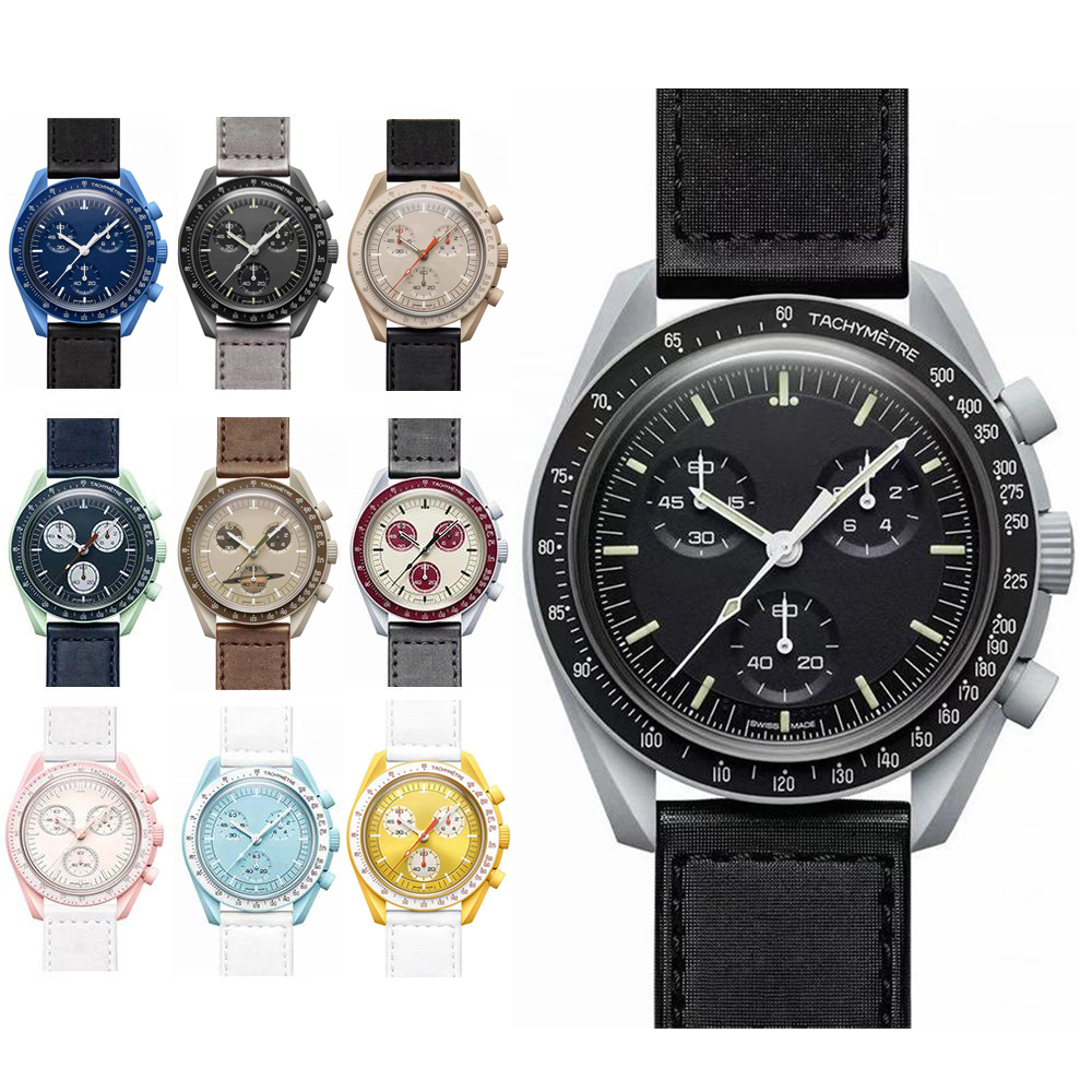 Bioceramic Planet Moon Quarz Watch Moonswatch Mission To Mercury 42mm Full Function Chronograph Luxury Mens couple joint name Wristwatches 2022 S
