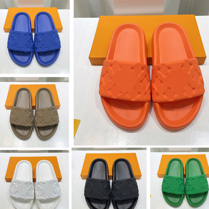 

2022 Sliders Men Women Slippers Classic Old Flower Printed Sandal Slides Round Toe Flip Flop Comfortable Soft Rubber Sole Sandales Summer Be, Blue