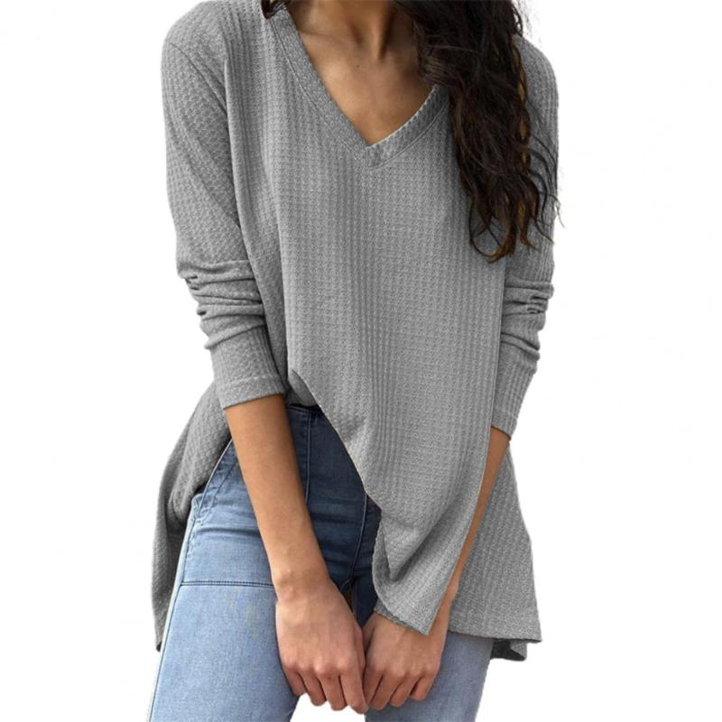 

Women's Blouses & Shirts Top Women Blouse Solid Color Waffle Spring Autumn Loose-fitting Simple Pullover For Party Fashion Woman 2022 Black, Blue