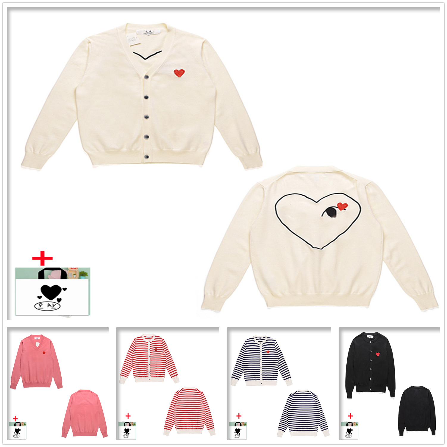 

Men Sweaters women Sweater high-quality Cardigan Japanese cotton long sleeves embroidered red heart big love print smiley face couple bottoming collection A04, Style no.20