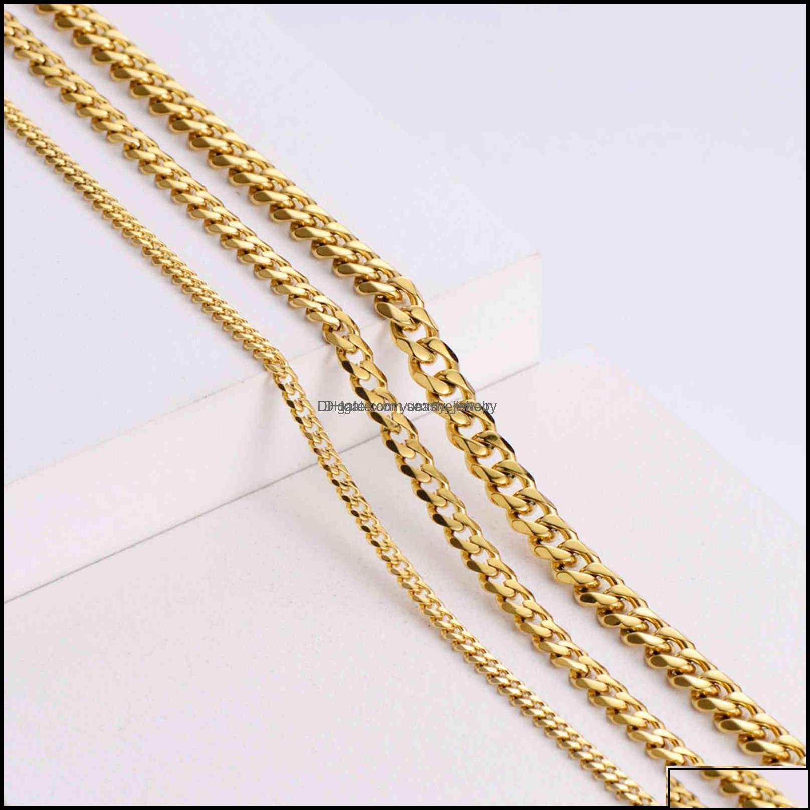 

Pendant Necklaces Pendants Jewelry Wholale Hip Hop Womens Men Necklac Cadenas Cubanas 18K Gold Plated Thick Cuban Link Chain Stainls Steel