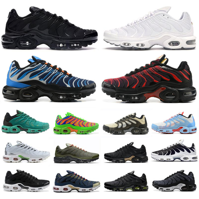 

Fashion 2022 Mens Running Shoes Big Size 12 Plus Tn Triple White Black Women Pink Fade Hyper Royal Blue University Red Oreo Tns SE Trainers