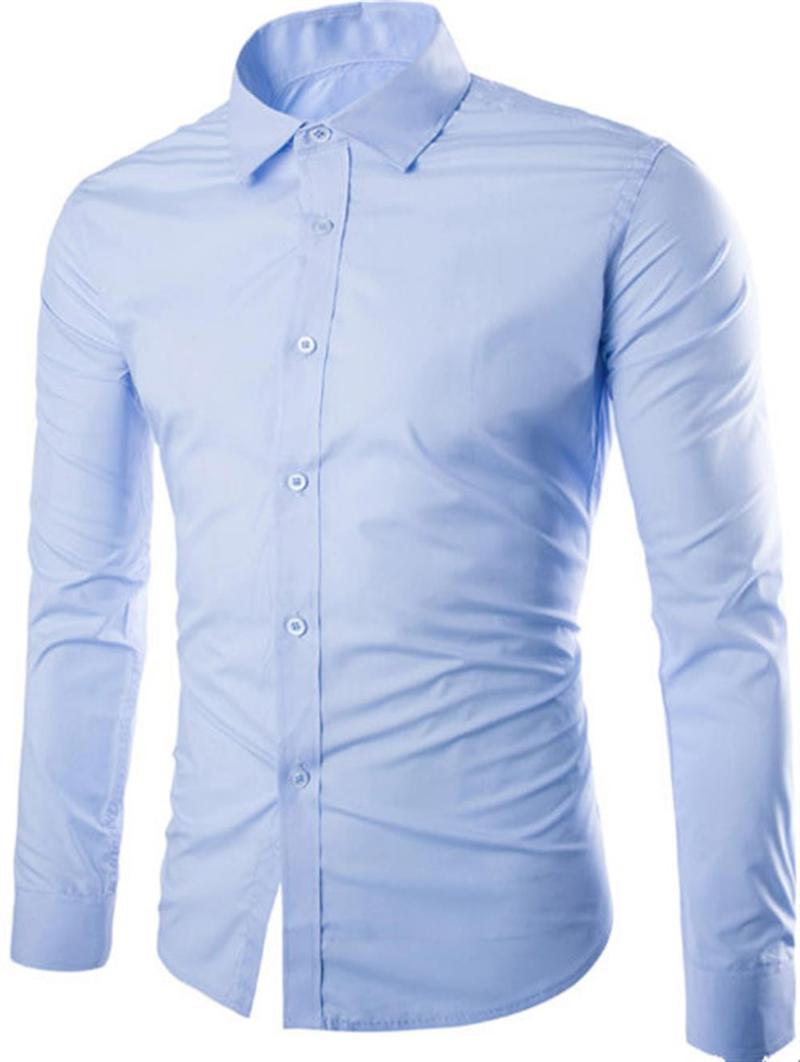 

Men's Casual Shirts Solid Long Sleeve British Style Office Men's Lapel Single Breasted Shirt Fashion Spring Autumn Arrivals Slim Fit Mal, Black