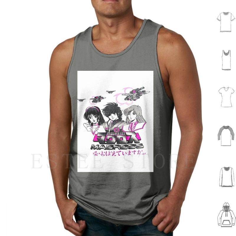

Men' Tank Tops Do You Remember Love Vest Cotton Anime Manga Japan Japanese Macross Sdf Super Dimension Fortress 80s, White;black
