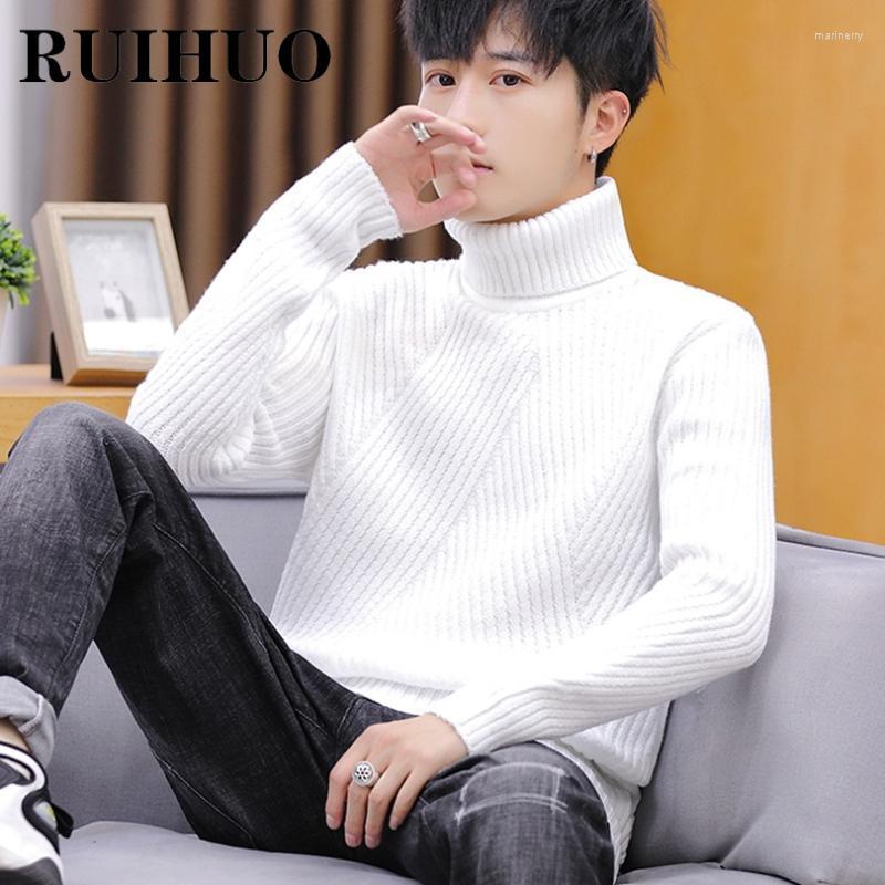 

Men's Sweaters RUIHUO White Turtleneck Sweater Men Fashion Streetwear Turtle Neck Vintage 2XL 2022 Autumn Winter Arrivals Mari22, Yellow