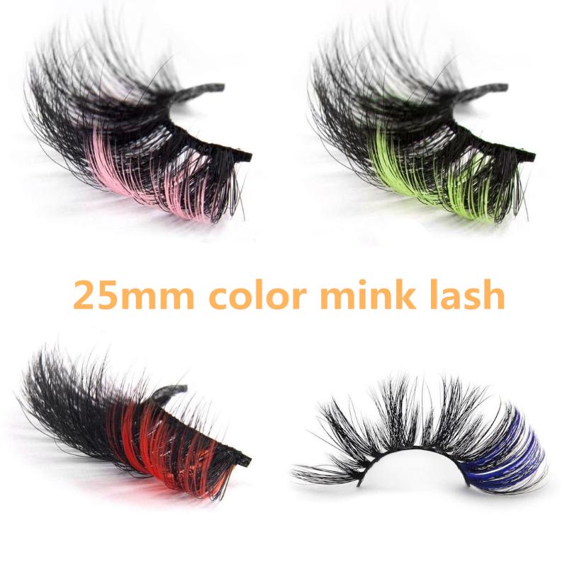 

False Eyelashes 25Mm Kleur Valse Wimper Pluizige Wimpers Dramatische Rommelig Lange Make Groothandel 3d 5d 100% Wreedheid Gratis Mink Wimper