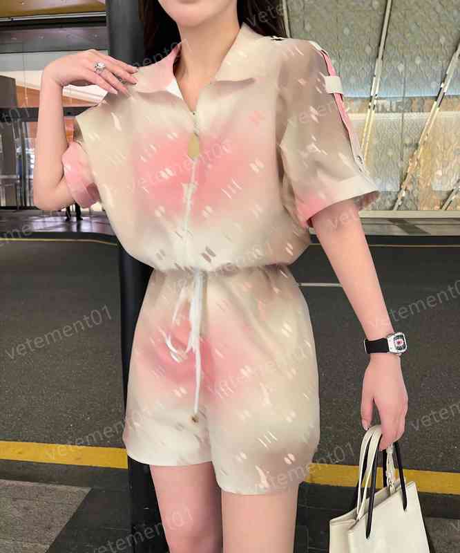 

Womens Designer Jumpsuits Classic Logo Letter Gradient Print Loose Slim Jumpsuit Shorts Women Luxury High Quality Casual Jumpsuit