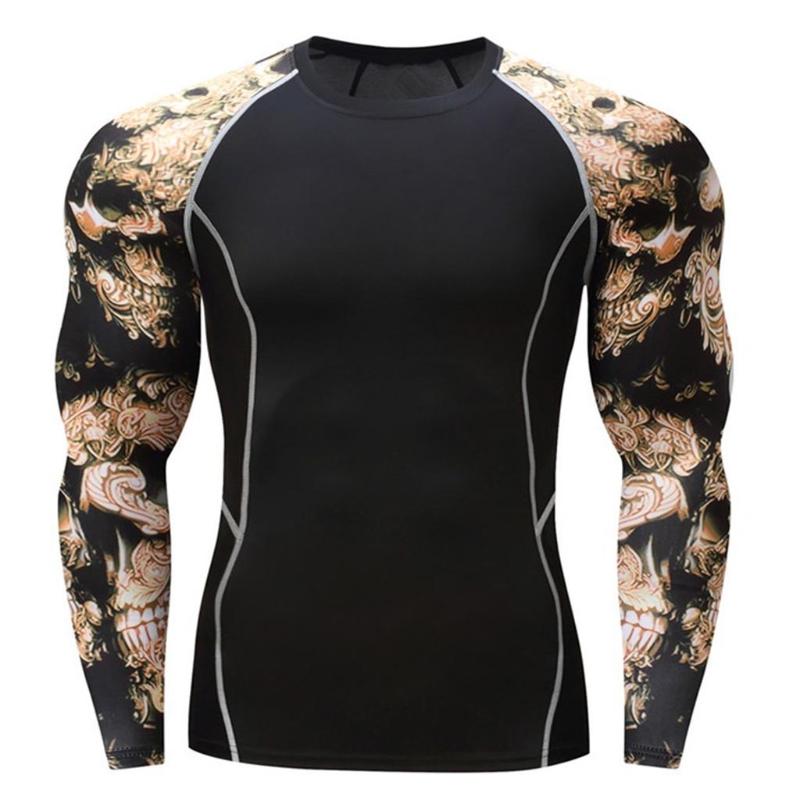 

Men's T-Shirts Blouse Casual Long Fitness Print Yoga Fashion T-Shirt Sleeve Sport Top Men, Black
