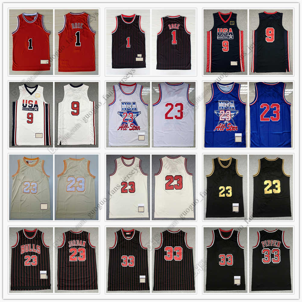 

Retro Mitchell and Ness Basketball Jerseys 1 Derrick Rose 08-09 33 Scottie Pippen 95-96 97-98 High Quality Jersey Size S--XXL, Picture