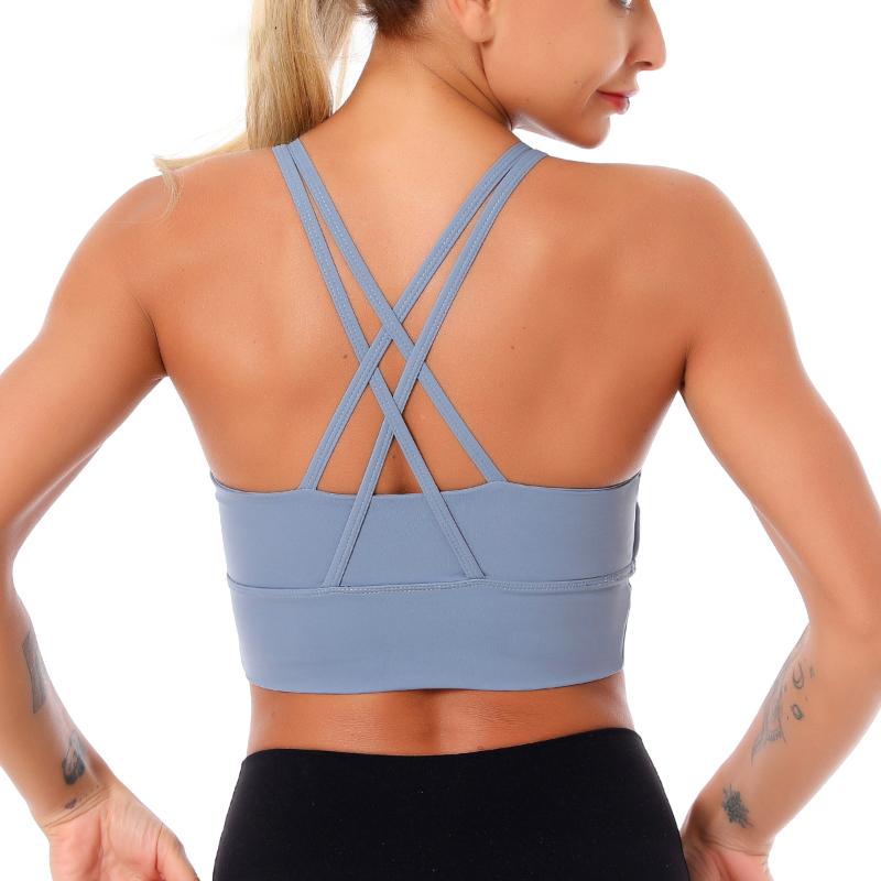 Women's Tanks & Camis Women Bra Breathable Fitness Running Sports Solid Colour Tops High Stretch Shockproof Underwear Backless Gym Sexy BraW