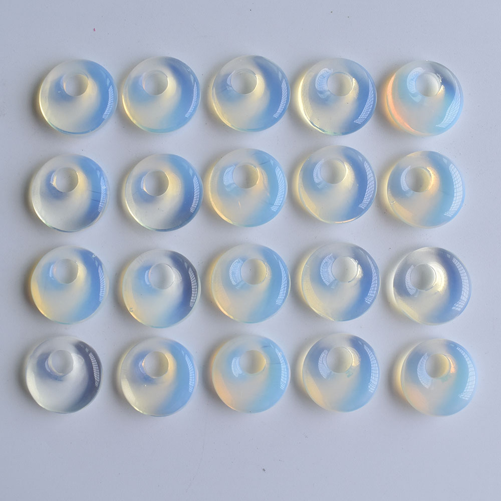 Breloques en pierre opale Gogo Donut, pendentifs en perles de 18mm pour la fabrication de bijoux, vente en gros, offre spéciale