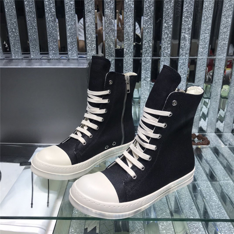 

Designer Luxury Rick Thick Bottom High-Top DRKS HDW Ramones Boots Owens Black Milk Turbodrk Mens Canvas Female Board Retro Dissol lace-up shoe With Original box, Don´t pay it