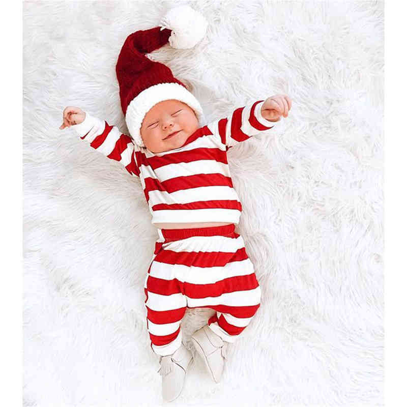 

Big Boy Pajamas Toddler Kids Baby s Girls Christmas Sleepwear Striped T-shirt Pants Robes 12 14 L220715, Red