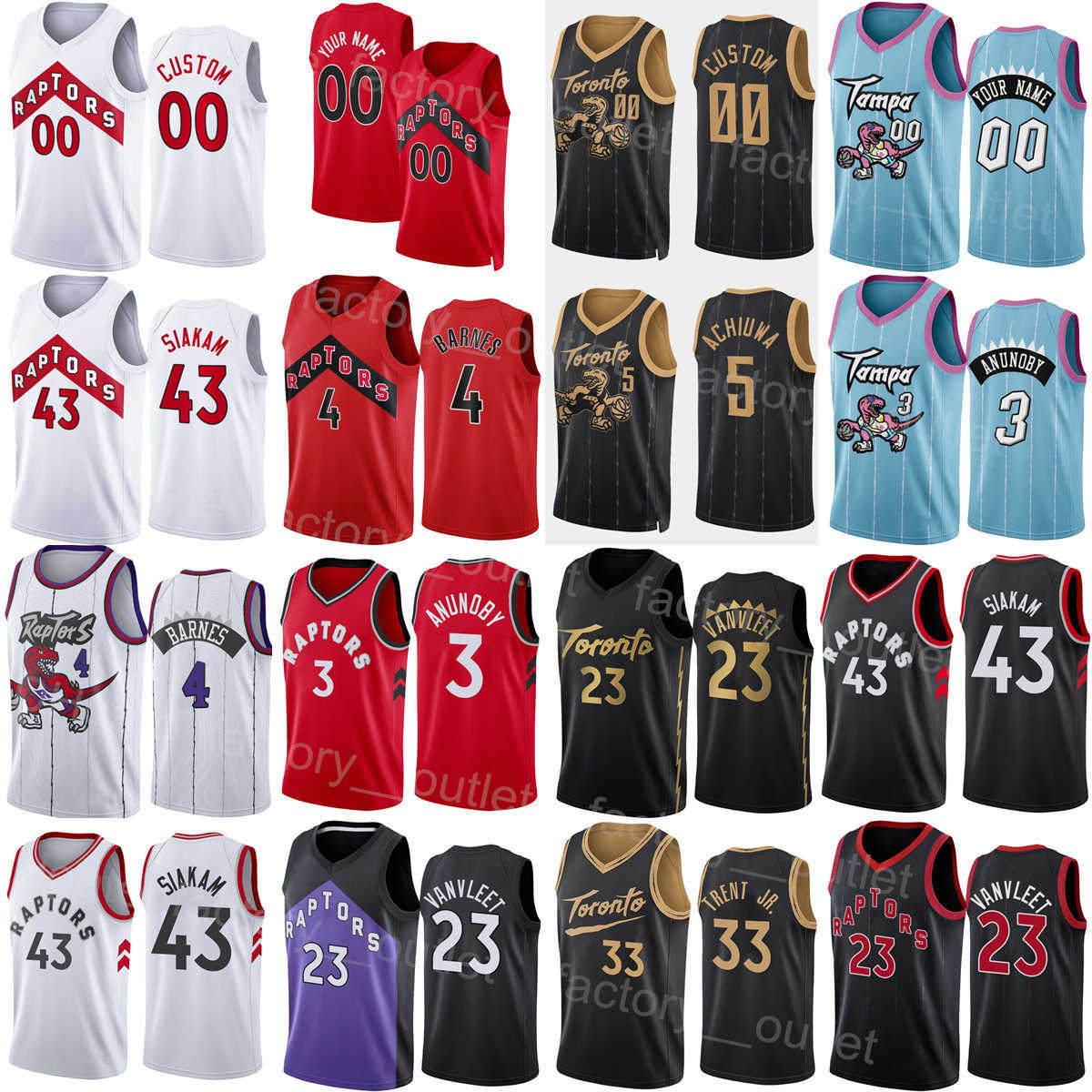 

Man Woman Youth Screen Printed Basketball Fred VanVleet Jersey 23 Pascal Siakam 43 OG Anunoby 3 Scottie Barnes 4 Gary Trent Jr 33 Precious Achiuwa 5 Black Red White