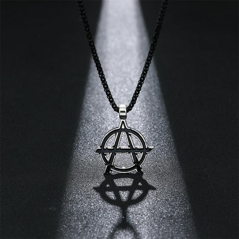 

Vintage Anarchy Symbol Black Color Pendant Mens Boys Necklace Wholesale Jewellery