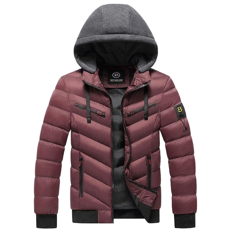 

men's Thermal Underwear Men Autumn And Winter Thick Jacket Casual Fashion Multicolor Parka Coat Warm Windproof Hooded x5X6#, 8808 black
