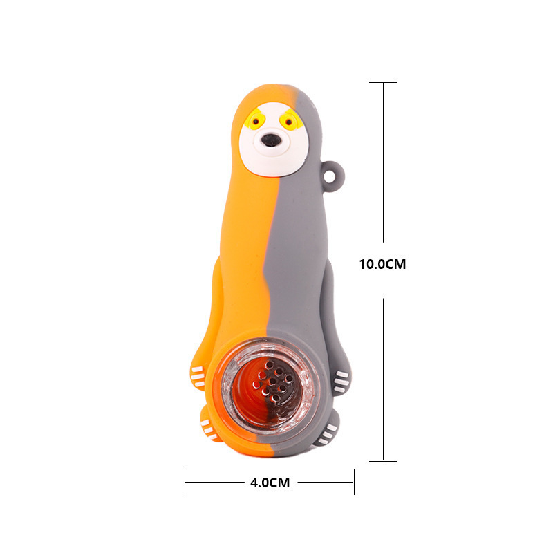

Sloth silicone pipe cartoon shaped smking holder glass water pipe good-looking use for dry herb