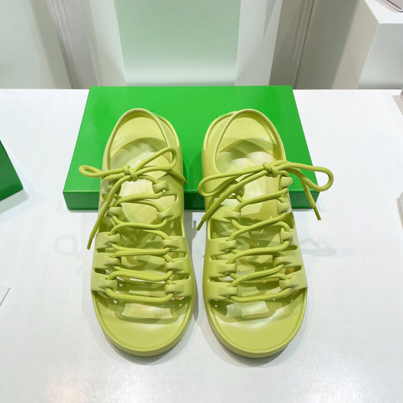 

New Beach Sandal Woman Open Toe Lace Up Thick Sole Flat Shoe Candy Color PVC Platform Women Sandals Vacation Sandal, As pic