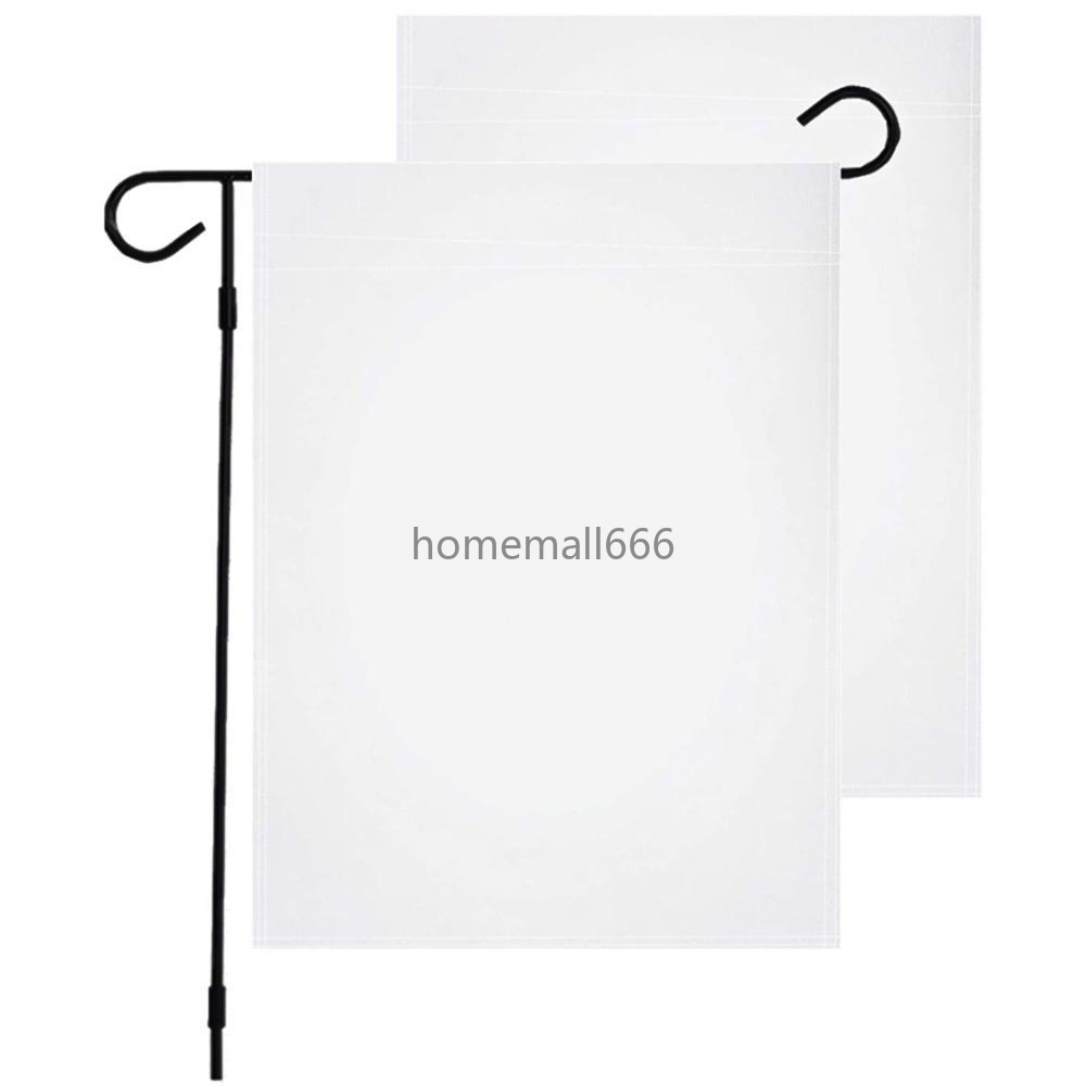 

Blank Sublimation Garden Flag 100% polyester 3 layers white banner flags triple ply with black Shading cloth Heat transfer Double sides printing banners AA