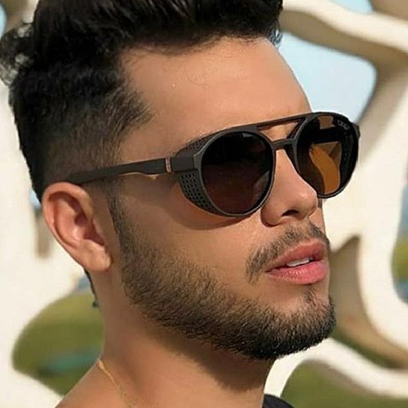 

Sunglasses Steampunk Men 2022 Uv400 High Quality Blue Yellow Round Sun Glasses Vintage Retro MasculinoSunglassesSunglasses