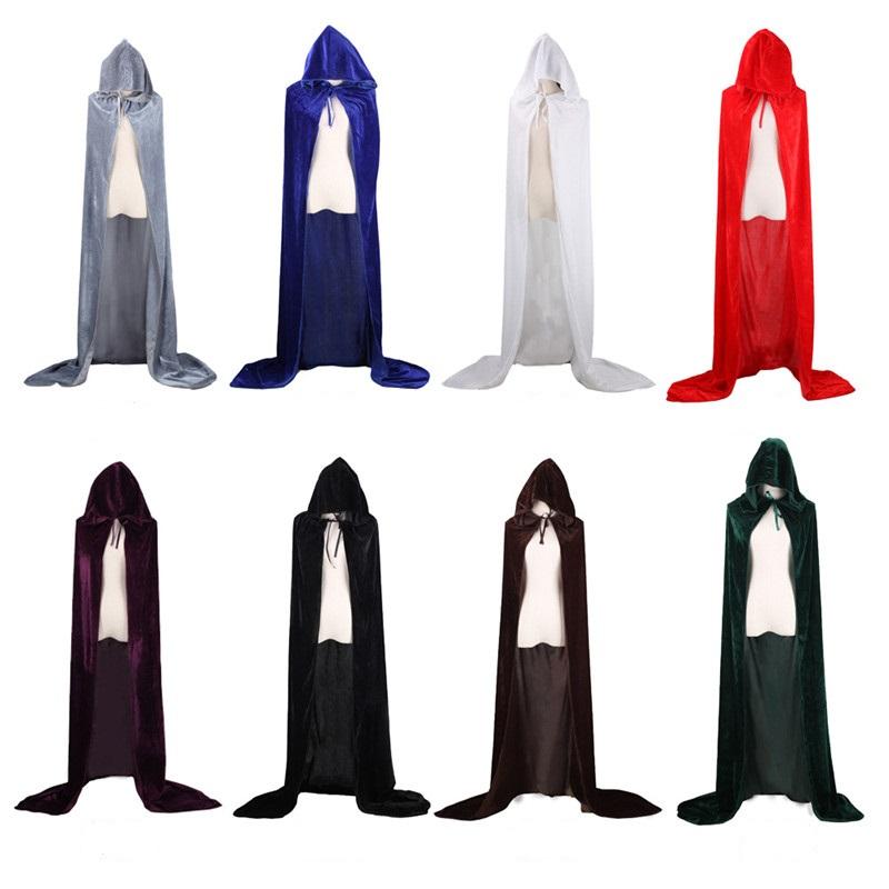

Costume Accessories Adult Kid Halloween Unisex Cosplay Death Cape Long Hooded Cloak Wizard Witch Medieval Black White Red Coffee BlueCostume