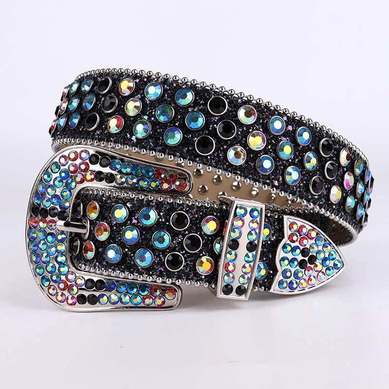 

Belts 2022 Rhinestone For Women Man High Quality Diamond Leather Belt Jeans Western Cowboy Cowgirl Ceinture, Black
