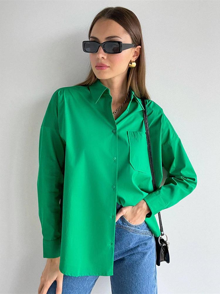 

Women' Blouses & Shirts Ladies Vintage Long Sleeve Loose Blouse Shirt Women Tops Casual Basic Turn Down Collar Office Lady FemaleWomen, White