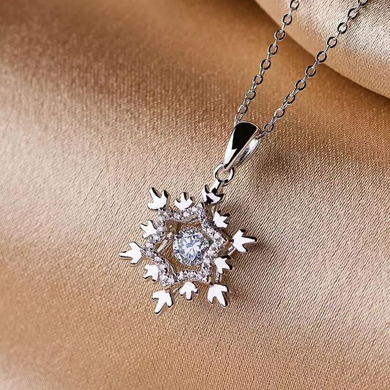 

Pendant Necklaces Huitan Fashion Luxury White Snowflake Necklace Women With Brilliant Cubic Zirconia Romantic Bridal Wedding Jewelry 2022Pen