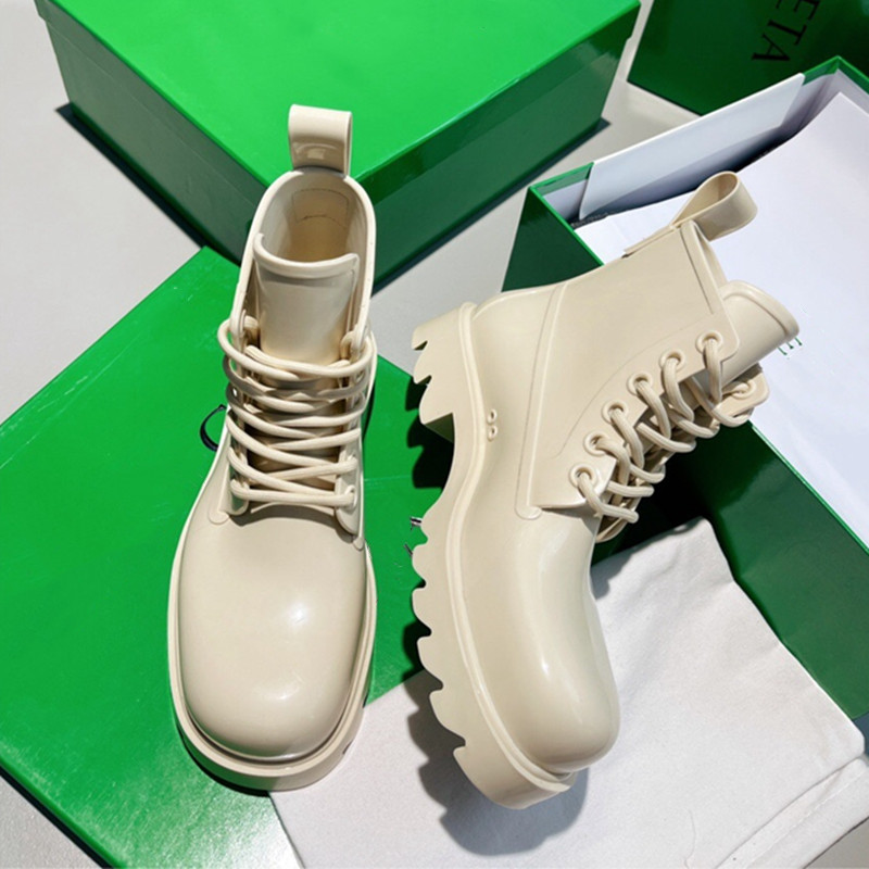 Paris designer fashion classic women men bare boots stride lace up boot rubber outsole thick bottom autumn winter jelly rain boots size 35-44 wat