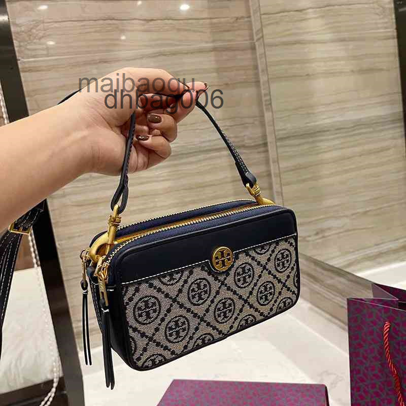 

Burchs Designer Bag Luxurys T0ry 2022 Handbag Handbags Women's Jacquard Fabric Single Leather Kira Small Chain Strip Camera, Blue